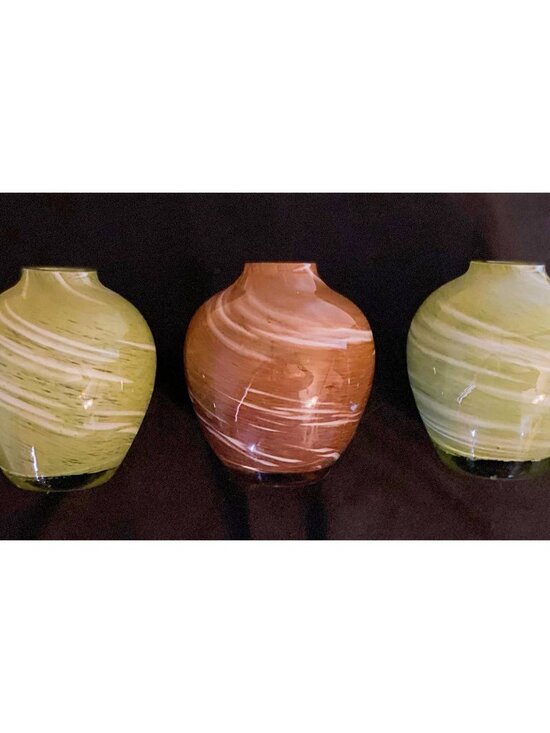 RARE Trio! Vintage Mid-Century Modern Art Glass Vases | Swirl Filigrana | MCM Ol - Picture 1 of 14